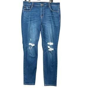 Old Navy‎ Rockstar Mid-Rise Distressed Skinny Jeans Blue 5-Pocket Womens Size 16